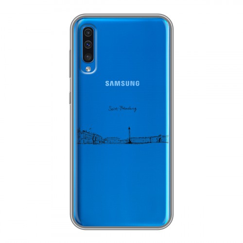 Полупрозрачный дизайнерский пластиковый чехол для Samsung Galaxy A50 Санкт-Петербург