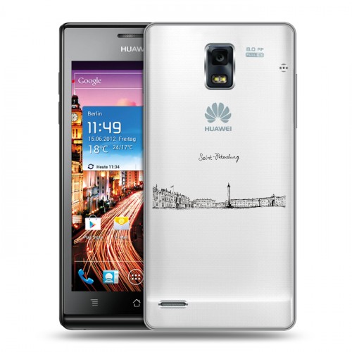 Полупрозрачный дизайнерский пластиковый чехол для Huawei Ascend P1 Санкт-Петербург