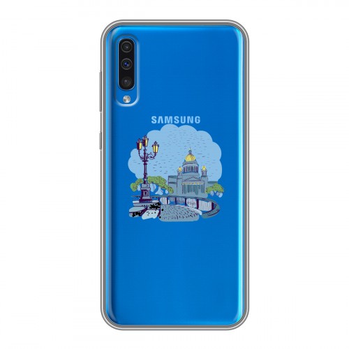 Полупрозрачный дизайнерский пластиковый чехол для Samsung Galaxy A50 Санкт-Петербург