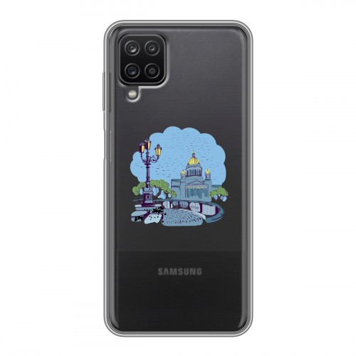 Полупрозрачный дизайнерский силиконовый с усиленными углами чехол для Samsung Galaxy A12 Санкт-Петербург