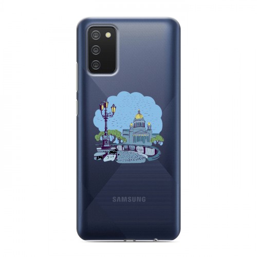 Полупрозрачный дизайнерский пластиковый чехол для Samsung Galaxy A02s Санкт-Петербург