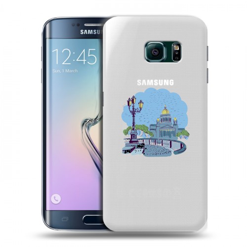 Полупрозрачный дизайнерский пластиковый чехол для Samsung Galaxy S6 Edge Санкт-Петербург