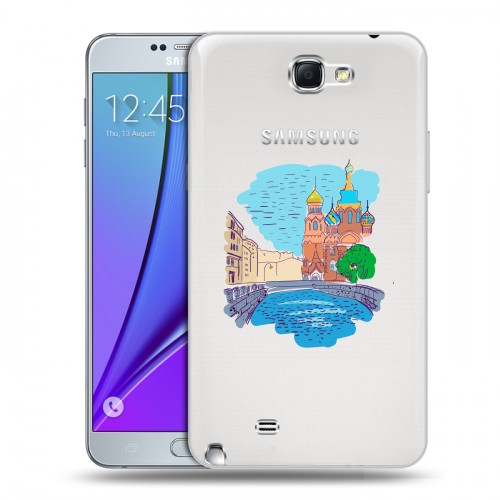 Полупрозрачный дизайнерский пластиковый чехол для Samsung Galaxy Note 2 Санкт-Петербург