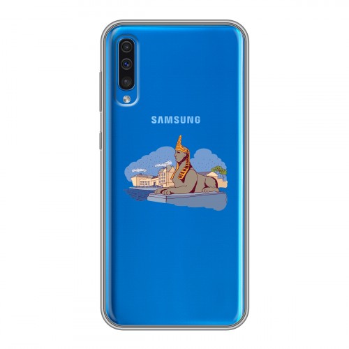 Полупрозрачный дизайнерский пластиковый чехол для Samsung Galaxy A50 Санкт-Петербург