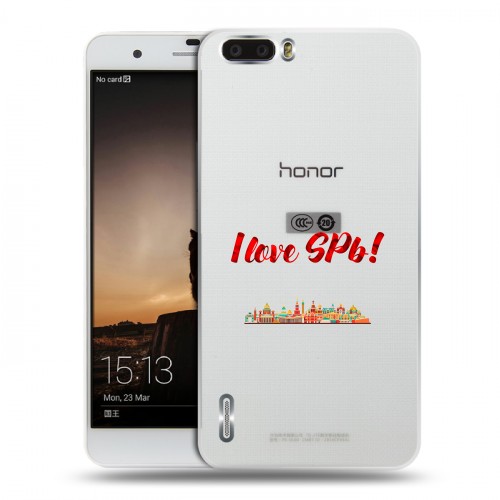 Полупрозрачный дизайнерский силиконовый чехол для Huawei Honor 6 Plus Санкт-Петербург