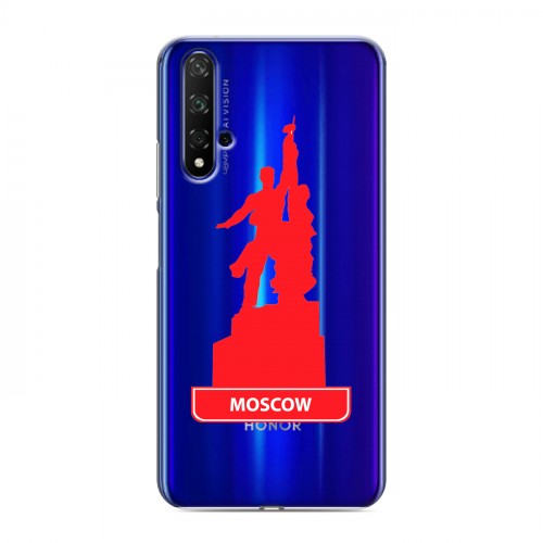Полупрозрачный дизайнерский пластиковый чехол для Huawei Honor 20 Прозрачные города России