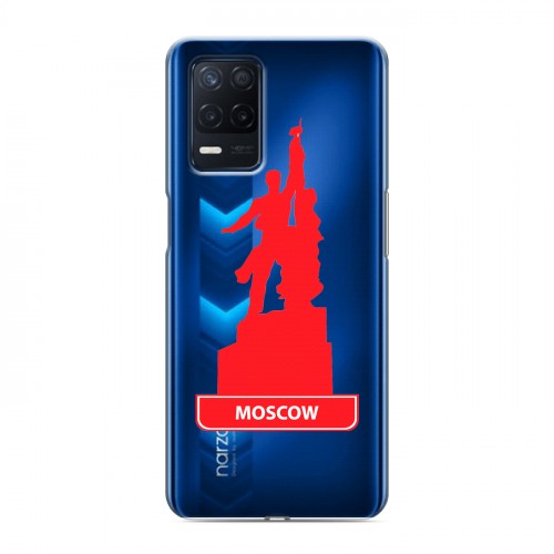 Полупрозрачный дизайнерский силиконовый с усиленными углами чехол для Realme Narzo 30 5G Прозрачные города России