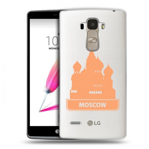 Полупрозрачный дизайнерский силиконовый чехол для LG G4 Stylus Прозрачные города России