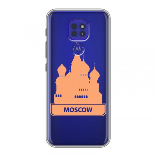 Полупрозрачный дизайнерский силиконовый чехол для Motorola Moto G9 Play Прозрачные города России