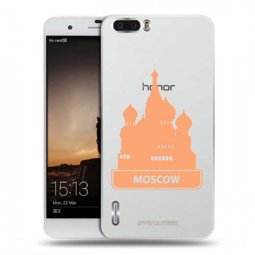 Полупрозрачный дизайнерский пластиковый чехол для Huawei Honor 6 Plus Прозрачные города России