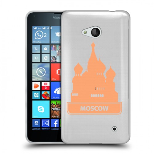 Полупрозрачный дизайнерский пластиковый чехол для Microsoft Lumia 640 Прозрачные города России