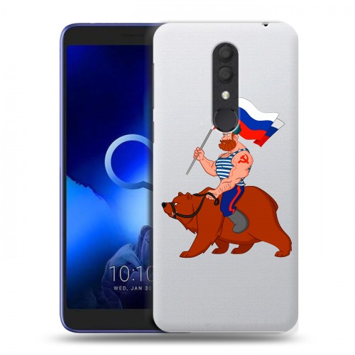Полупрозрачный дизайнерский пластиковый чехол для Alcatel 1X (2019) Российский флаг