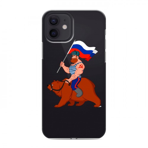 Полупрозрачный дизайнерский силиконовый чехол для Iphone 12 Российский флаг