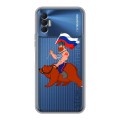 Полупрозрачный дизайнерский силиконовый чехол для Tecno Spark 8P Российский флаг