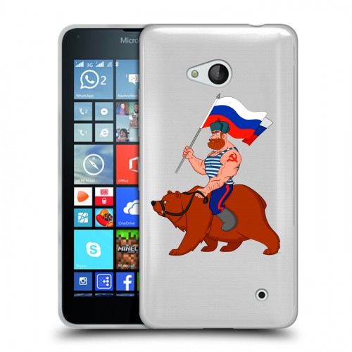 Полупрозрачный дизайнерский пластиковый чехол для Microsoft Lumia 640 Российский флаг