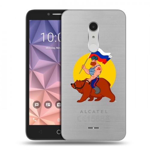 Полупрозрачный дизайнерский силиконовый чехол для Alcatel A3 XL Российский флаг