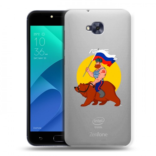Полупрозрачный дизайнерский пластиковый чехол для ASUS ZenFone 4 Selfie Российский флаг