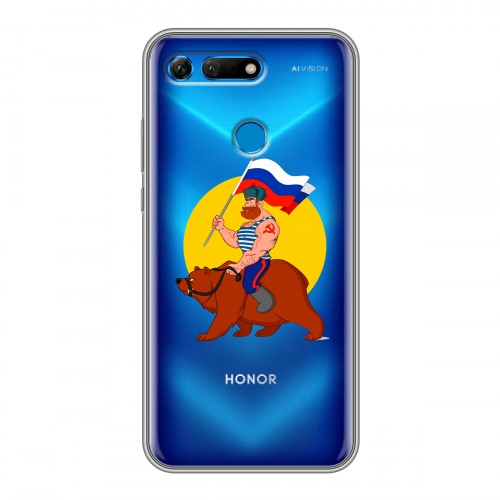 Полупрозрачный дизайнерский пластиковый чехол для Huawei Honor View 20 Российский флаг
