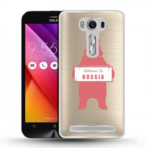 Полупрозрачный дизайнерский пластиковый чехол для ASUS Zenfone 2 Laser Российский флаг