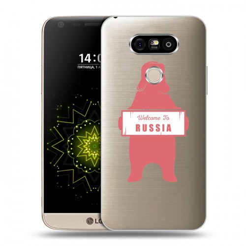 Полупрозрачный дизайнерский пластиковый чехол для LG G5 Российский флаг