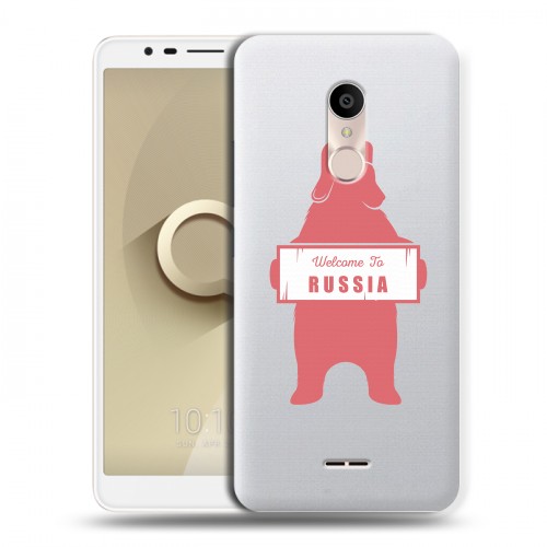 Полупрозрачный дизайнерский пластиковый чехол для Alcatel 3C Российский флаг