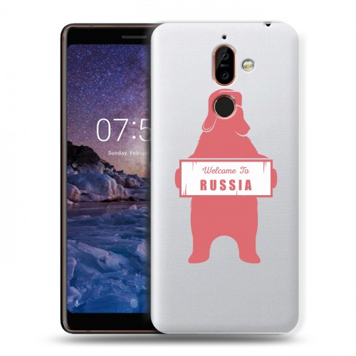 Полупрозрачный дизайнерский пластиковый чехол для Nokia 7 Plus Российский флаг