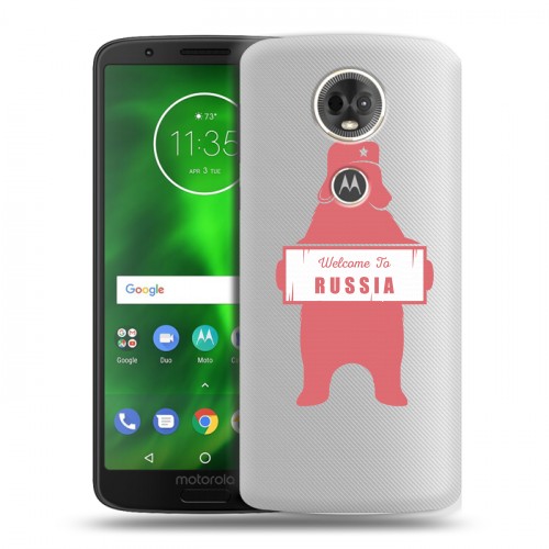 Полупрозрачный дизайнерский пластиковый чехол для Motorola Moto E5 Plus Российский флаг
