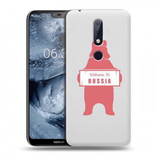 Полупрозрачный дизайнерский пластиковый чехол для Nokia 6.1 Plus Российский флаг