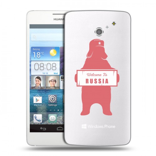 Полупрозрачный дизайнерский пластиковый чехол для Huawei Ascend D2 Российский флаг