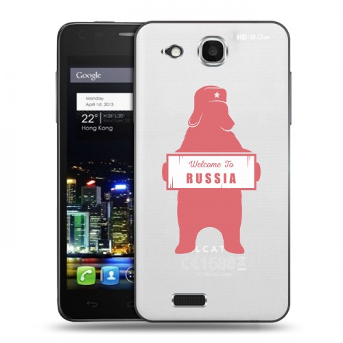 Полупрозрачный дизайнерский пластиковый чехол для Alcatel One Touch Idol Ultra Российский флаг