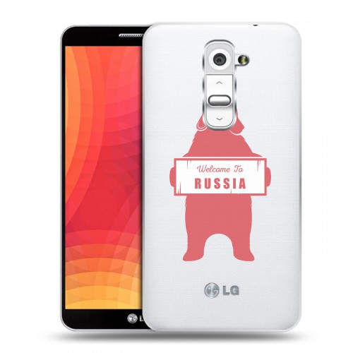 Полупрозрачный дизайнерский пластиковый чехол для LG Optimus G2 Российский флаг