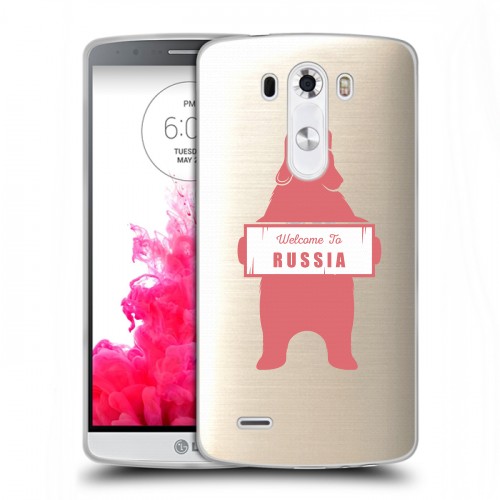 Полупрозрачный дизайнерский силиконовый чехол для LG G3 (Dual-LTE) Российский флаг