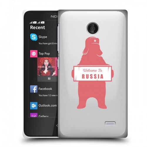 Полупрозрачный дизайнерский пластиковый чехол для Nokia X Российский флаг