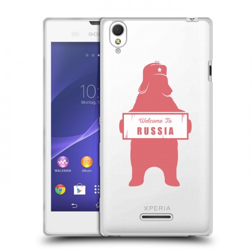 Полупрозрачный дизайнерский пластиковый чехол для Sony Xperia T3 Российский флаг
