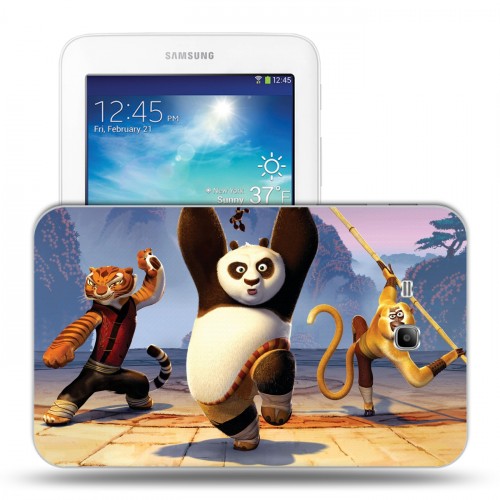 Дизайнерский силиконовый чехол для Samsung Galaxy Tab 3 Lite Кунг-фу панда
