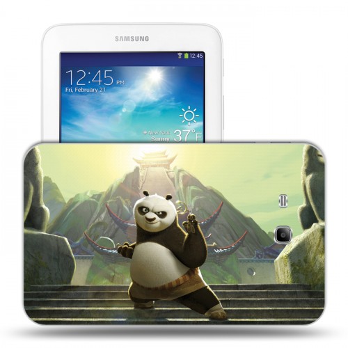 Дизайнерский силиконовый чехол для Samsung Galaxy Tab 3 Lite Кунг-фу панда