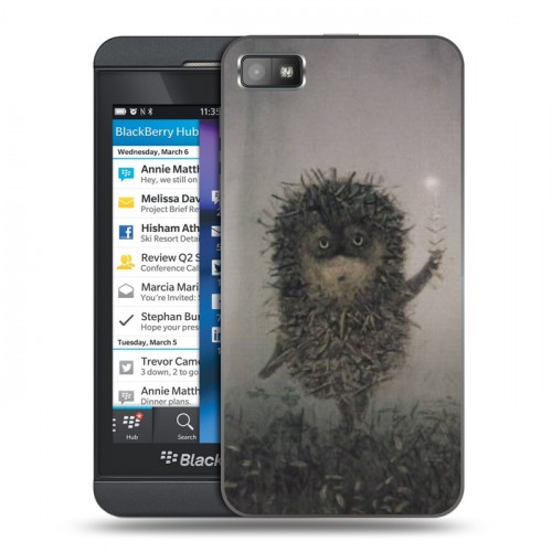 Дизайнерский пластиковый чехол для BlackBerry Z10 Ежик в тумане