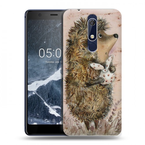 Дизайнерский пластиковый чехол для Nokia 5.1 Ежик в тумане