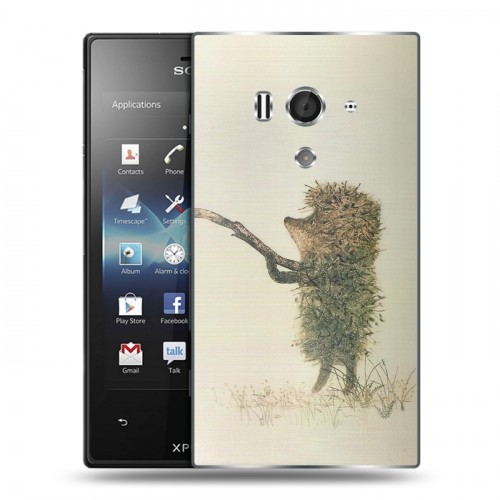 Дизайнерский пластиковый чехол для Sony Xperia acro S Ежик в тумане