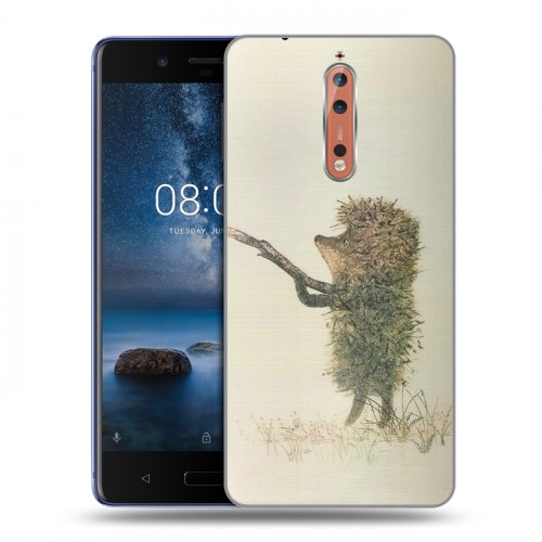 Дизайнерский пластиковый чехол для Nokia 8 Ежик в тумане