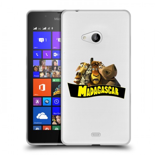 Полупрозрачный дизайнерский пластиковый чехол для Microsoft Lumia 540 прозрачный мадагаскар