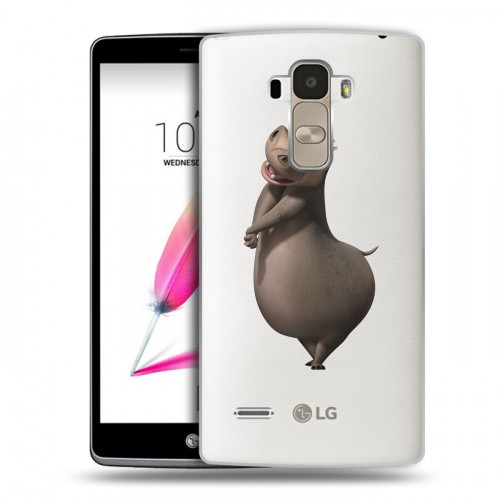 Полупрозрачный дизайнерский пластиковый чехол для LG G4 Stylus прозрачный мадагаскар