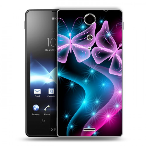 Дизайнерский пластиковый чехол для Sony Xperia TX Абстракции Неон