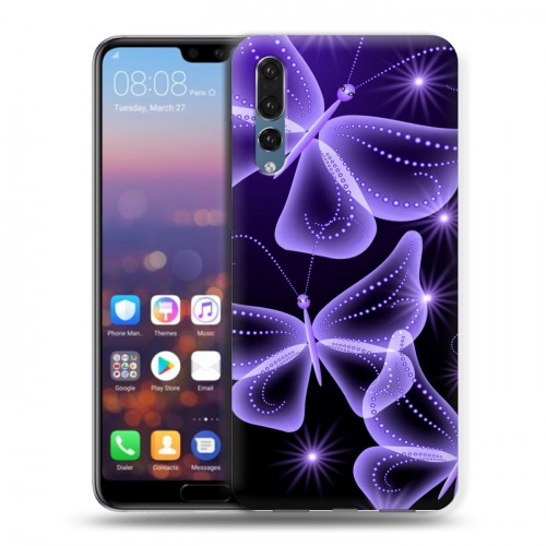 Дизайнерский силиконовый с усиленными углами чехол для Huawei P20 Pro Неон