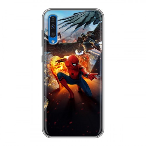 Дизайнерский силиконовый с усиленными углами чехол для Samsung Galaxy A50 Человек - паук