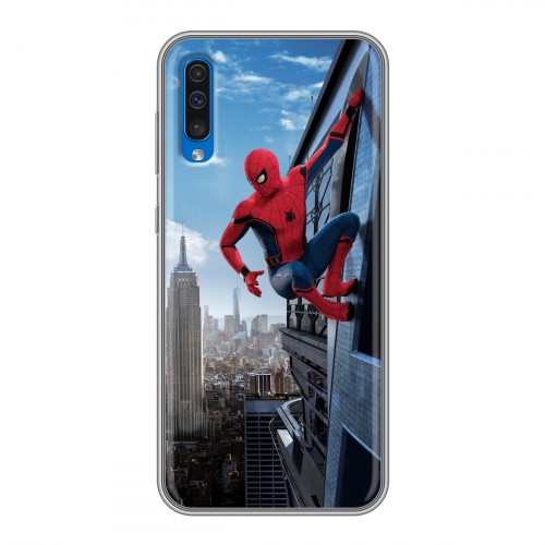 Дизайнерский пластиковый чехол для Samsung Galaxy A50 Человек - паук