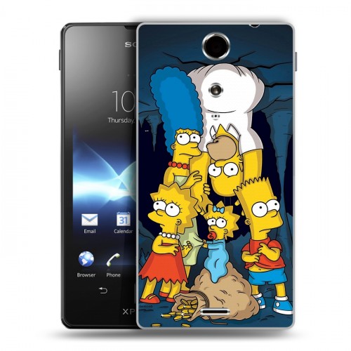 Дизайнерский пластиковый чехол для Sony Xperia TX Симпсоны