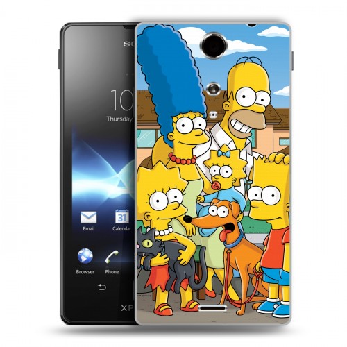 Дизайнерский пластиковый чехол для Sony Xperia TX Симпсоны