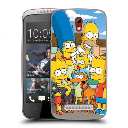 Дизайнерский пластиковый чехол для HTC Desire 500 Симпсоны