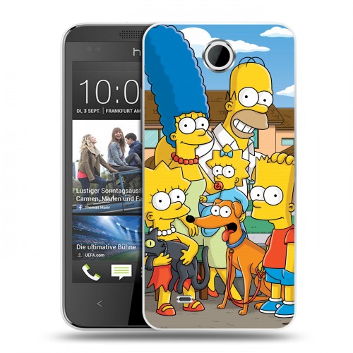 Дизайнерский пластиковый чехол для HTC Desire 300 Симпсоны